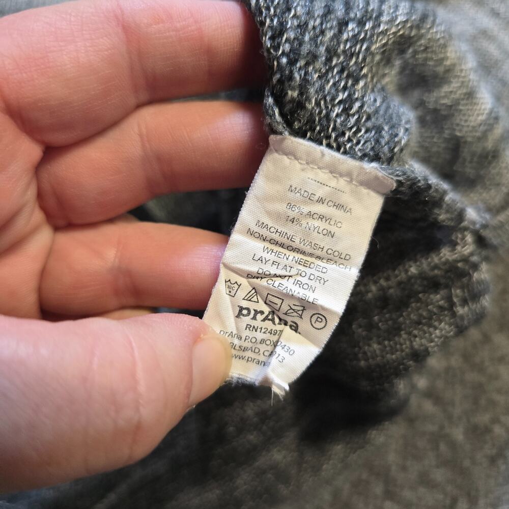 Prana Sweater Womens Size XS Black Gray Striped Hoodie Knit Long Sleeve Comfort - Picture 7 of 9